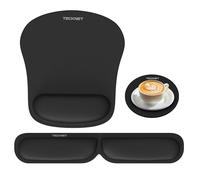 TECKNET Tapis de Souris Ergonomique, Repose-Poignets Clavier et Dessous de Table, Kit de Mouse Pad en mousse à mémoire de forme pour ordinateur de Bureau, Gamer, Antidérapant et Pliable