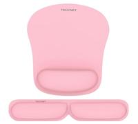 TECKNET Tapis de Souris et Repose-Poignet Clavier, Mouse Pad Ergonomique en Mousse à Mémoire pour Bureau Ordinateur, Gamer, Antidérapant, Imperméable, Flexibilité Pliable Rose