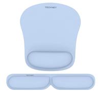 TECKNET Tapis de Souris et Repose-Poignet Clavier, Mouse Pad Ergonomique en Mousse à Mémoire pour Bureau Ordinateur, Gamer, Antidérapant, Imperméable, Flexibilité Pliable Gris bleu