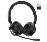 TECKNET V6.0 Casque Bluetooth sans Fil avec Micro, Offrant Une Double Connexion, Une ENC Réduction de Bruit et Une Fonction Sourdine, Une Autonomie de 50 Heures,Idéal Bureau et Réunions