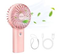 TECKNET Ventilateur à Main 2 en 1 - Mini USB Portable 5200mAh Batterie Rechargeable, 3 Vitesses Réglables pour Maison/Bureau/Voyage - Rose
