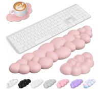 TECKNET Wolke Repose-poignet clavier, repose-poignet ergonomique nuage avec mousse à mémoire de forme en cuir PU, joli clavier repose-poignet pour PC/jeu/repose-main/ordinateur, rose