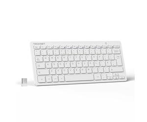 TECKNET X315 Clavier Sans Fil Ergonomique Silencieux 2.4GHz 78 Touches - Blanc