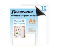 TECKWRAP Lot de 10 feuilles de papier magnétique imprimable pour imprimante à jet d'encre - 21 x 29,7 cm - Format A4 - Papier magnétique imprimable mat pour loisirs créatifs, facile à découper, non