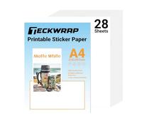 TECKWRAP Lot de 28 feuilles de papier autocollant en vinyle imprimable pour imprimante à jet d'encre, papier autocollant imprimable, imperméable, format A4, 21 x 29,7 cm, pour photos, scrapbooking