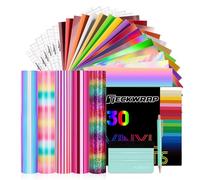 TECKWRAP Lot de 30 feuilles de vinyle adhésif permanent de 30,5 x 30,5 cm pour tasse, tasse, fenêtre, décoration d'intérieur, et autres projets de bricolage