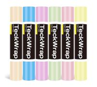 TECKWRAP Lot de 6 rouleaux de vinyle adhésif permanent pour Cricut, Silhouette, Cameo, cutters, panneaux, scrapbooking, loisirs créatifs, intérieur et extérieur, 30,5 cm x 1,5 m, couleur claire