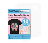 TECKWRAP - Masque de transfert thermique pour papier de transfert thermique pour t-shirts 10PCS, film de masquage A4 (210X297mm) transparent à repasser pour vinyle de transfert thermique imprimable