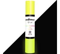 TECKWRAP Rouleau de film vinyle de transfert thermique phosphorescent avec changement de couleur - Transmission lumineuse HTV - Thermocollant - Finition mate - 152 cm x 25 cm (jaune fluo)