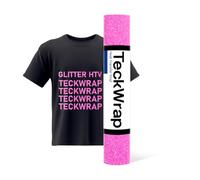 TECKWRAP Rouleau de vinyle de transfert thermique à paillettes HTV rose fluo 25,4 cm x 1,5 m pour vêtements, t-shirts, tissu rose pailleté à repasser sur vinyle compatible avec les emporte-pièces à p
