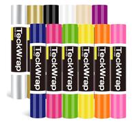 TECKWRAP Rouleaux de vinyle adhésif permanent, arc-en-ciel - 30,5 cm x 1,5 m - 12 couleurs - Rouleaux de vinyle adhésif permanent pour Cricut, Silhouette, Cameo, panneaux, scrapbooking, travaux
