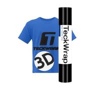 TECKWRAP Vinyle adhésif 3D pour transfert thermique - 25,4 x 152,4 cm - Vinyle adhésif HTV pour toutes les machines de découpe, presse à chaud pour chemises, facile à couper et à désherber (noir)