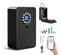TECKZOON Boîte à clés intelligente 8-en-1 avec empreintes digitales, code numérique, mot de passe, autorisation à distance Bluetooth et application, coffre-fort à clés mural, IP54 résistant aux