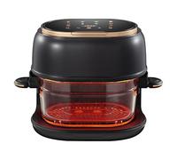 TECKZOON Friteuse à Air 5 L, Panier en Verre Compatible Lave-Vaisselle, Fenêtre de Contrôle & Écran Tactile, 8 Programmes Intelligents, Minuterie 1-120 min, Réservation 24 h, Sans BPA & PFOA