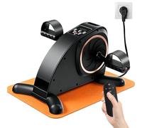 TECKZOON Pédalier électrique pour seniors et travailleurs, mini vélo d’appartement avec 24 vitesses, modes automatique & manuel, 12 niveaux de résistance, écran LCD, télécommande et sangles pour pieds