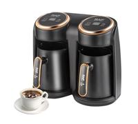 TECKZOON RAF Cafetière Turque Électrique 600W, Cafetière avec Double Système de Chauffage, Chauffe Simultané Café & Lait, 2x300ml Grande Capacité pour 6 Tasses, avec Protection Anti-Surchauffe