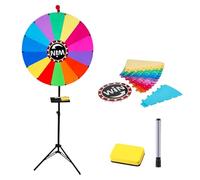 TECKZOON Roue de Fortune 61cm avec Trépied, Roue de Prix 14 Grilles, Hauteur Réglable 100-160 cm, avec Stylo Effaçable, Gomme et Pointeur, Prize Wheel pour Fêtes, Loterie et Activités