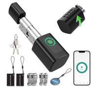 TECKZOON Serrure Connectée 5 en 1, Serrure de Porte avec Cylindre Réglable 60-90 mm, Déverrouillage par Empreinte, Code, Carte RFID, Application, Bluetooth et Clé, Mode Invité & Mot de Passe Unique
