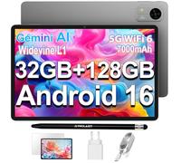 TECLAST M50T Android 16 Tablette 10 Pouces Gemini AI, 32Go RAM+128Go ROM (TF 5To), 2GHz Octa Core, 2.4G+5G WiFi, 7000mAh, Widevine L1, BT 5.4/13MP/3.5MM/OTG/Face ID, Tablette Tactile avec Stylet, 2026