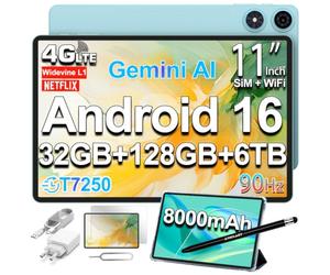 TECLAST P50 Tablette 11" Android 16, 90Hz Tablet 4G LTE, 8000mAh,32Go+128Go | Octa-Core T7250 2GHz, Gemini AI, Widevine L1,GPS,13MP, 5G WiFi, Tablette avec Stylet+Étui+Protecteur d'écran+Chargeur
