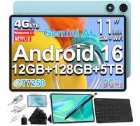 TECLAST P50 Tablette 11 Pouces Android 16 Gemini AI, 90Hz, Dual SIM 4G LTE+5G WiFi, 2GHz Octa Core T7250, Tablette Tactile avec Clavier+Stylet+Étui, 12Go RAM+128Go ROM(TF 5To), Widevine L1/7000mAh/GPS