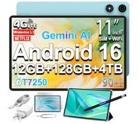 TECLAST P50 Tablette 11 Pouces Android 16 Gemini AI, Écran 90Hz, 2GHz Octa Core T7250, Dual SIM 4G LTE+5G WiFi, Tablette Tactile avec étui + Stylet, 12Go RAM+128Go ROM(TF 5To), Widevine L1/7000mAh/GPS