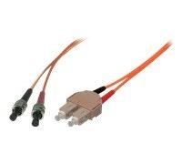 Tecline Fibre Optique, 50/125 µm, 2 connecteurs St à 2 Double connecteurs SC, Orange, 2,0m