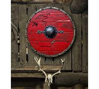 Tecmetooze Médiéval Ragnar Lothbrok Authentique Battle Viking Bouclier Cosplay Bataille Prêt Bouclier entièrement fonctionnel pour la bataille (61 cm) Rouge 61