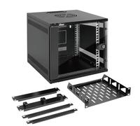 Tecmojo Armoire de données murale 6U, armoire réseau de 25,4 cm de large et 330 mm de profondeur avec étagère en rack, panneaux de brosse, organisateur de câbles pour appareils AV/IT
