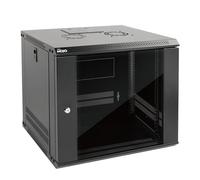 Tecmojo Armoire serveur murale 9U 450 mm de profondeur avec porte verrouillable et panneaux latéraux noirs, porte en verre standard, pour équipement informatique de 48,3 cm, appareils A/V, emballage