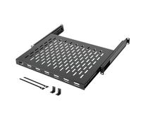 Tecmojo Étagère coulissante 1U, étagère ventilée à 4 montants, 35,1 cm de profondeur avec profondeur de montage réglable de 35,1 à 50 cm, supporte jusqu'à 50 kg, pour rack d'équipement audio/réseau de