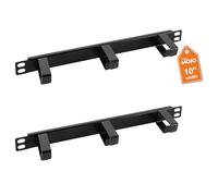 Tecmojo Gestionnaire de câbles horizontal 0,5U avec 3 anneaux en D, organiseur de câbles en métal pour rack de serveur de 25,4 cm de large et armoire réseau, noir (lot de 2)