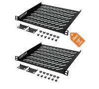 Tecmojo Lot de 2 étagères de montage en rack 0,5U pour rack de serveur de 25,4 cm de large, plateau cantilever ventilé de 20 cm de profondeur, étagère en métal pour armoire réseau, boîtier de serveur
