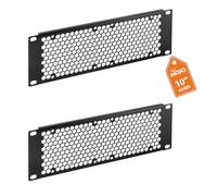 Tecmojo Lot de 2 panneaux de montage vierges ventilés 2U en acier pour rack de serveur de 25,4 cm de large, armoire réseau, centre de données, laboratoires à domicile, noir