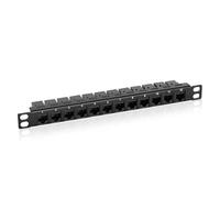 Tecmojo Panneau de brassage Cat6 à 12 ports, panneau modulaire 0,5U monté en rack avec coupleur Keystone, pour rack de serveur et armoire réseau de 25,4 cm de large, Gigabit Ethernet, noir