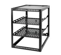 TECMOJO Rack de serveur à cadre ouvert 16U pour serveurs et équipements audiovisuels, à poser au sol ou au mur, avec 2 étagères 1U et matériel de montage, rack réseau pour réseau, serveurs et audio de