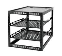 Tecmojo Rack réseau 12U à cadre ouvert pour équipement informatique et audiovisuel, rack AV à poser au sol ou au mur, avec 2 étagères 1U et matériel de montage, rack réseau pour réseau de 48,3 cm