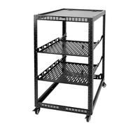 Tecmojo Rack réseau 20U à cadre ouvert pour équipement informatique et audiovisuel, rack AV à 4 montants avec roulettes, rack mobile 20U avec 2 étagères de serveur 1U et matériel de montage, pour