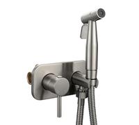 Tecmolog Bidet Handheld Sprayer en acier inoxydable Kit douche Bidet eau froide et chaude monocommande encastrable pour bidet WC, Nickel, WS024F9