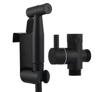 Tecmolog Douchette WC Acier Inoxydable Kit Douchette Toilette, Noir Pulvérisation Douchette à Main avec Tuyau, Support, WS024CF