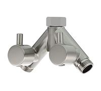 Tecmolog DSF014ANA Répartiteur en Y 2 voies 1/2" Adaptateur en laiton Robinet d'inversion Douche avec robinets d'arrêt, Nickel brossé