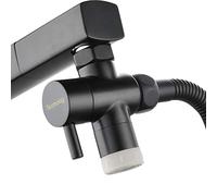 Tecmolog Inverseur Douche Robinet 2 Jets D'eau en Laiton Déviateur Vanne pour Robinet Cuisine Douchette Noir, M22 à M24 Adaptateur, SBA021DB