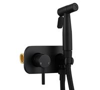 Tecmolog WS024CF3 Ensemble de raccords de bidet en acier instainless pour douchette de toilette à montage encastré - Pulvérisateur de bidet pour eau chaude et froide pour toilettes, Noir
