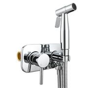 Tecmolog WS024DF1 Kit complet de douchette à main encastré en acier inoxydable avec douche et support, tuyau, eau chaude et froide, chrome