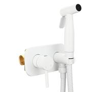 Tecmolog WS024WF1 Set de douchette à main en acier inoxydable encastré pour WC avec tuyau Blanc