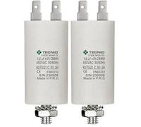 TECNID MG8120 Permanent pour Moteurs 12µF 450V. Écrou M8 Puissance. Le condensateur de démarrage est dans Un boîtier cylindrique en polypropylène. Connexion électrique Via 4 bornes, Blanc (Lot de 2)