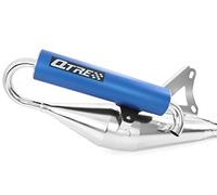 Tecnigas Pot d'échappement Q-Tre chromé / bleu, Tuning Sport compatibles avec Piaggio Zip 50, Zip 2, Zip SP, Zip Base, Fast Rider, SSL (50 cm³/2 temps)