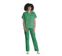 Tecno Hospital Blouson pour hôpital, pour aide soignante, esthéticienne, infirmière, médecin, sanitaire, laboratoire, avec 2 poches avant, poches latérales, col en V, unisexe Vert vert S