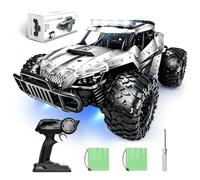 Tecnock Voiture télécommandée 1:16 avec phares et éclairage de châssis, Tout Terrain Hors Route, Monster Truck RC 2,4 GHz, 2 Batteries pour 70 Minutes d'autonomie - Cadeau pour Adultes et Enfants