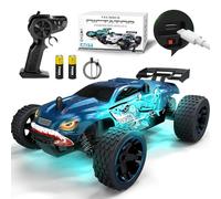 Tecnock - Voiture télécommandée à distance, échelle 1:18, camion RC 2WD tout-terrain 2,4GHz avec lumières LED, recharge USB-C facile, 50 min de jeu, jouet cadeau pour enfants de 8 à 12 ans garçons et